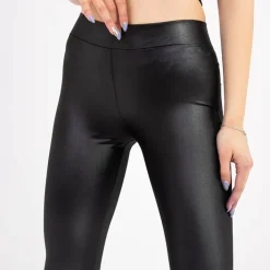 Eko Skórzane^Royalfashion Czarne damskie eko-skórzane tregginsy
