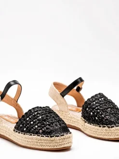 Espadryle Płaskie^Royalfashion Czarne damskie espadryle z ażurową cholewką Triumf czarny