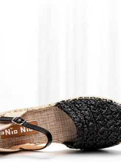 Espadryle Płaskie^Royalfashion Czarne damskie espadryle z ażurową cholewką Triumf czarny