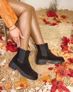 Botki Z Delikatnym Ociepleniem|Botki Na Płaskim Obcasie^Royalfashion Czarne damskie ocieplane botki Comfy Walk czarny