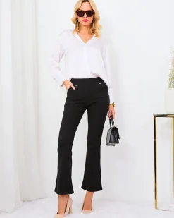 Legginsy / Tregginsy^Royalfashion Czarne damskie ocieplane tregginsy a'la dzwony czarny