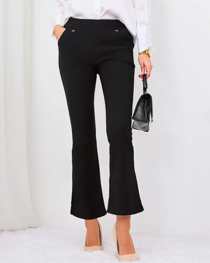 Legginsy / Tregginsy^Royalfashion Czarne damskie ocieplane tregginsy a'la dzwony czarny