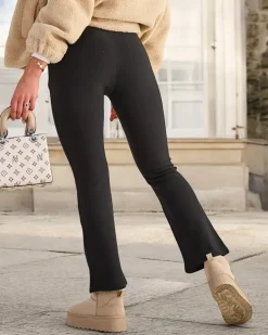 Legginsy / Tregginsy^Royalfashion Czarne damskie ocieplane tregginsy a'la dzwony czarny