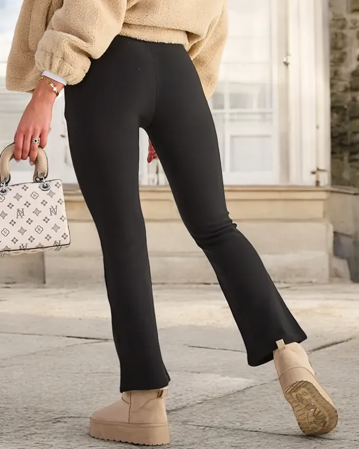 Legginsy / Tregginsy^Royalfashion Czarne damskie ocieplane tregginsy a'la dzwony czarny