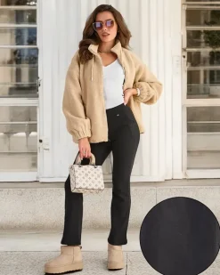 Legginsy / Tregginsy^Royalfashion Czarne damskie ocieplane tregginsy a'la dzwony czarny