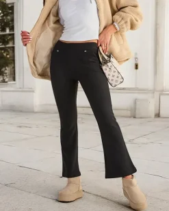 Legginsy / Tregginsy^Royalfashion Czarne damskie ocieplane tregginsy a'la dzwony czarny