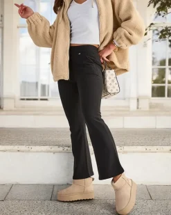 Legginsy / Tregginsy^Royalfashion Czarne damskie ocieplane tregginsy a'la dzwony czarny