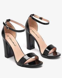 Buty Na Wielkie Wyjście|Sandały Na Słupku^Royalfashion Czarne damskie sandały na wyższym słupku Rosdo czarny