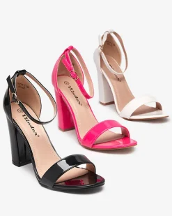 Buty Na Wielkie Wyjście|Sandały Na Słupku^Royalfashion Czarne damskie sandały na wyższym słupku Rosdo czarny