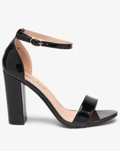 Buty Na Wielkie Wyjście|Sandały Na Słupku^Royalfashion Czarne damskie sandały na wyższym słupku Rosdo czarny
