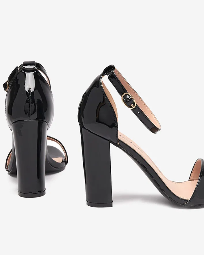 Buty Na Wielkie Wyjście|Sandały Na Słupku^Royalfashion Czarne damskie sandały na wyższym słupku Rosdo czarny