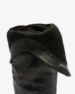 Kozaki Z Ociepleniem|Kozaki Do Kolana^Royalfashion Czarne damskie kozaki na szpilce z tłoczeniem Elivea czarny