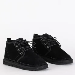 Chłopięce|Dziewczęce^Royalfashion Czarne dziecięce krótkie sznurowane śniegowce Tibilis czarny