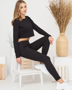 Legginsy / Tregginsy^Royalfashion Czarne legginsy damskie z ociepleniem