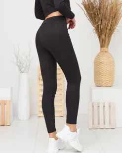 Legginsy / Tregginsy^Royalfashion Czarne legginsy damskie z ociepleniem