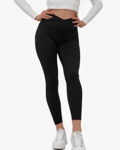 Legginsy / Tregginsy^Royalfashion Czarne legginsy damskie z szeroką gumą w pasie