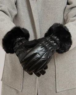 Rękawiczki^Royalfashion Czarne rękawiczki damskie czarny