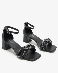 Buty Na Wielkie Wyjście|Sandały Na Słupku^Royalfashion Czarne sandały damskie na słupku Marienka czarny