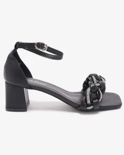 Buty Na Wielkie Wyjście|Sandały Na Słupku^Royalfashion Czarne sandały damskie na słupku Marienka czarny
