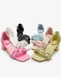 Buty Na Wielkie Wyjście|Sandały Na Słupku^Royalfashion Czarne sandały damskie na słupku Marienka czarny