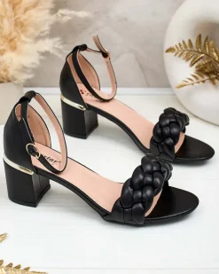 Buty Na Wielkie Wyjście|Sandały Na Słupku^Royalfashion Czarne sandały damskie na słupku Marines czarny