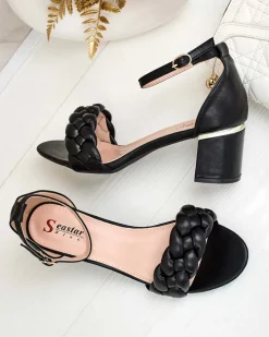 Buty Na Wielkie Wyjście|Sandały Na Słupku^Royalfashion Czarne sandały damskie na słupku Marines czarny