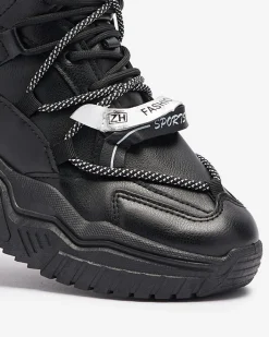 Śniegowce|Ocieplane^Royalfashion Czarne sneakersy z ociepleniem Pommie czarny