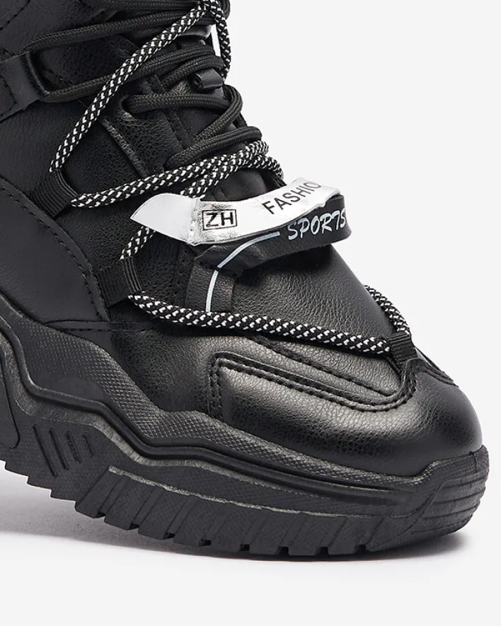 Śniegowce|Ocieplane^Royalfashion Czarne sneakersy z ociepleniem Pommie czarny