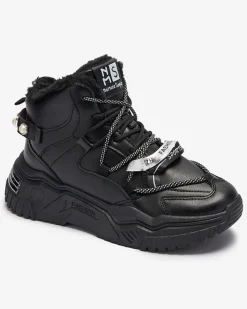 Śniegowce|Ocieplane^Royalfashion Czarne sneakersy z ociepleniem Pommie czarny