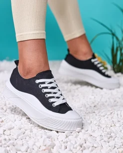 Trampki^Royalfashion Czarne sportowe trampki na platformie Luceri czarny