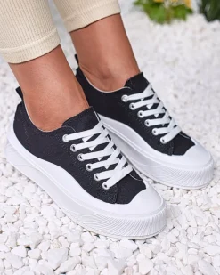 Trampki^Royalfashion Czarne sportowe trampki na platformie Luceri czarny