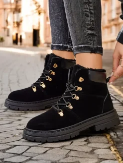 Trapery|Botki Sznurowane^Royalfashion Czarne trapery damskie Develier czarny