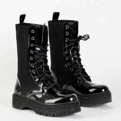 Workery|Botki Bez Ocieplenia^Royalfashion Czarne workery z elastyczną wstawką Kukizo czarny