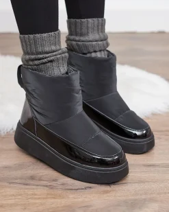Śniegowce|Botki Z Grubym Ociepleniem^Royalfashion Czarne wsuwane śniegowce damskie Maderta czarny