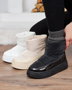 Śniegowce|Botki Z Grubym Ociepleniem^Royalfashion Czarne wsuwane śniegowce damskie Maderta czarny