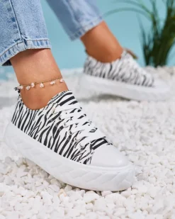 Trampki^Royalfashion Czarno-białe damskie trampki na platformie Atredika