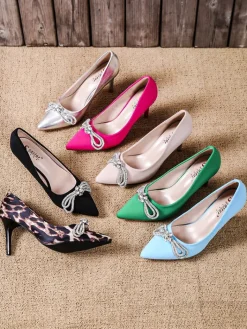 Buty Na Wielkie Wyjście|Klasyczne^Royalfashion Czółenka damskie z kokardką Hepeles fioletowy