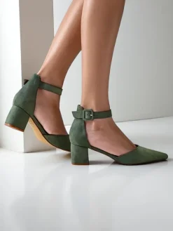 Buty Na Wielkie Wyjście|Klasyczne^Royalfashion Czółenka damskie na niskim słupku Celle zielony