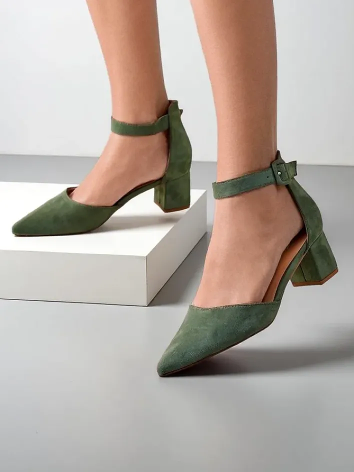 Buty Na Wielkie Wyjście|Klasyczne^Royalfashion Czółenka damskie na niskim słupku Celle zielony