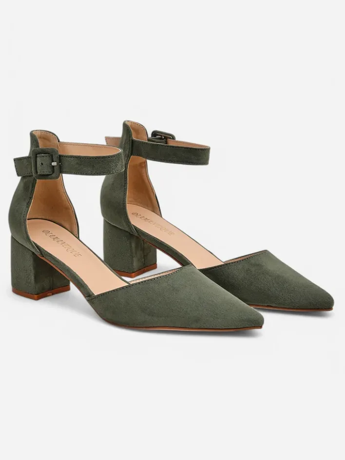 Buty Na Wielkie Wyjście|Klasyczne^Royalfashion Czółenka damskie na niskim słupku Celle zielony