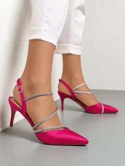 Buty Na Wielkie Wyjście^Royalfashion Czółenka damskie bez pięty z paseczkami z cyrkonii Heppsas