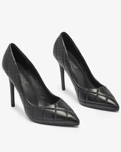 Szpilki|Klasyczne^Royalfashion Czółenka damskie pikowane w m kolorze Duclisa czarny