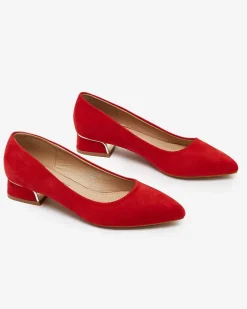 Klasyczne^Royalfashion Czółenka damskie na słupku Cacellsa czerwony