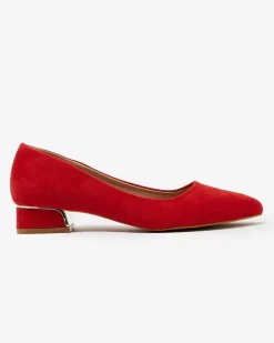 Klasyczne^Royalfashion Czółenka damskie na słupku Cacellsa czerwony