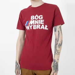 Bluzki^Royalfashion Czerwona bawełniana koszulka męska z printem czerwony