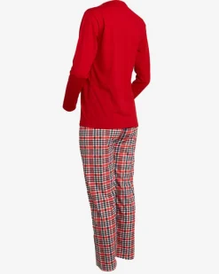 Piżamy^Royalfashion Czerwona damska 2-częściowa piżama z bałwankiem czerwony