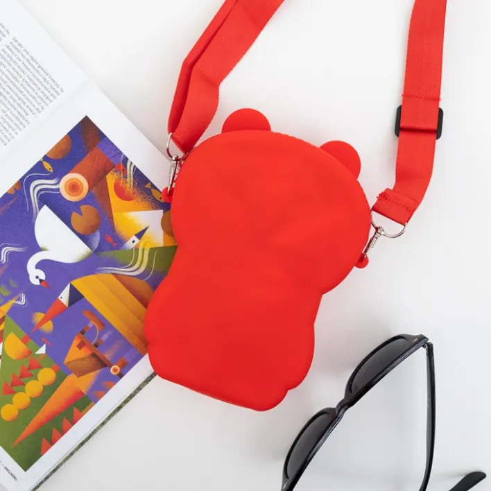 Dziewczęce^Royalfashion Czerwona torebka w kształcie misia czerwony