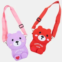 Dziewczęce^Royalfashion Czerwona torebka w kształcie misia czerwony