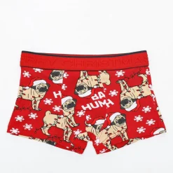 Bielizna^Royalfashion Czerwone chłopięce świąteczne bokserki czerwony