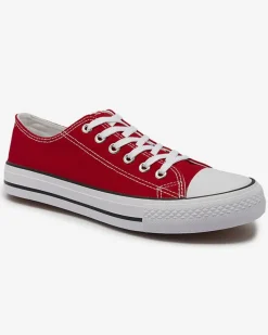 Trampki^Royalfashion Czerwone damskie klasyczne sznurowane trampki Ogisa czerwony